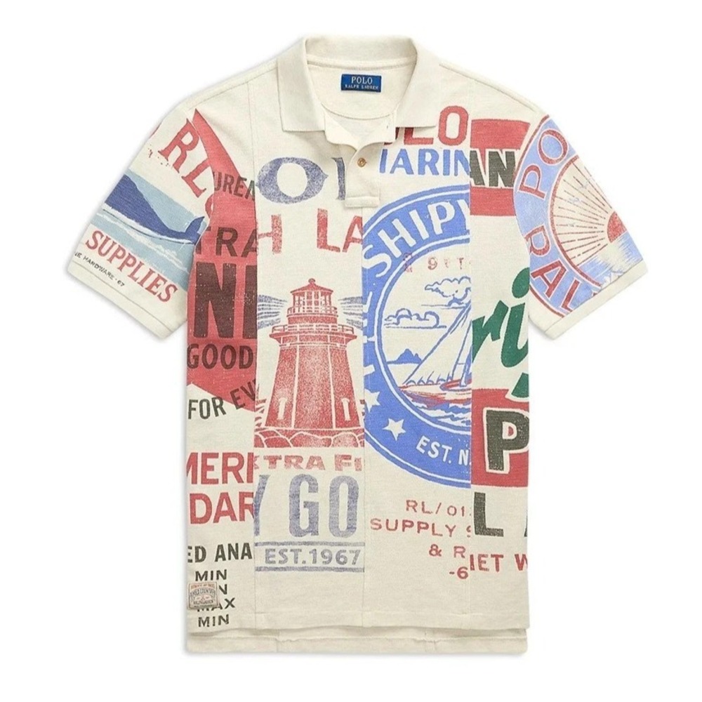 Polo Ralph Lauren Polo Shirt Men's Classic Dry Goods All Over Print Mesh New